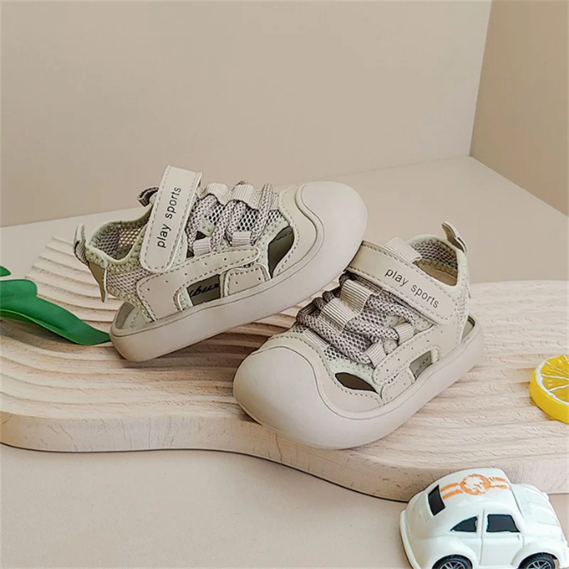 New Summer Baby Shoes Mesh Cut-outs Soft Sole Boys Sandals Closed Toe Non-slip Fashion Toddler Kids Girls Sandals Beach