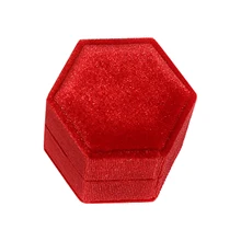 

Birthday Storage Organizer Ring Box Universal Soft Ceremony Dual Slot Jewelry Display Gift Square Hexagonal For Engagement