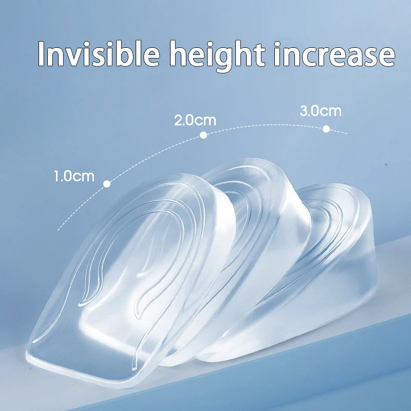 남성과 여성의 신장 증가 안창 보이지 않는 탄성 발 뒤꿈치 패드 실리콘 충격 흡수 안창 2pcs/4pcs