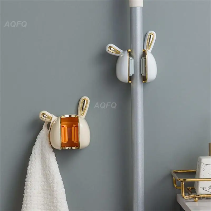 

Toilet Mop Rack Punch-free Installation Bunny Toilet Mop Storage Easy Suspension Home Supplies Cartoon Mop Rack Bom Mop Clip