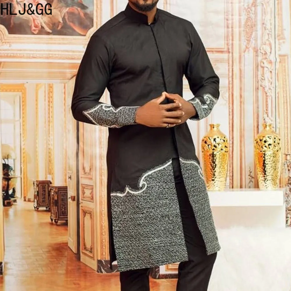 HLJ&GG 2023 African Clothing Style Man's Dashiki 2 Piece Set Traditional Africa Clothing Printing Shirts and Pants 2pcs for Man
