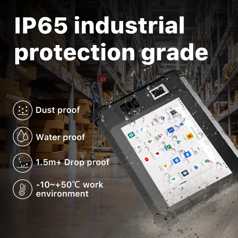 Rugged Android Tablet 8 Inch SIM Card Slot Wifi NFC RFID Blutooth 2D Barcode Scanner IP65 Industrial Rugged Tablet