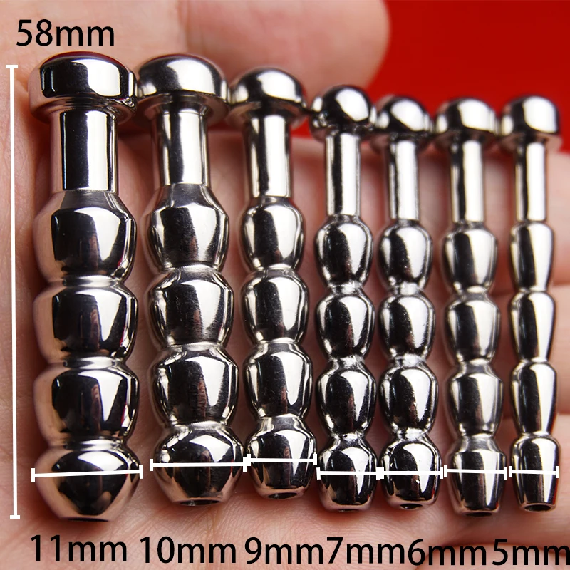 Penis Sex Toys Stainless Steel Hollow Penis Plug Round Tail Wavy Urethral Sound Urethtra Dilator Ejaculation Delay Sounding Urethra Catheter