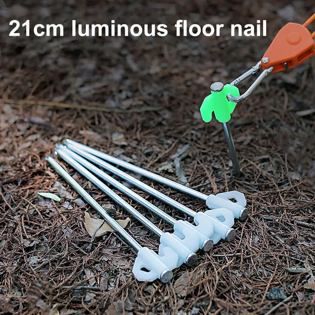 

2Pcs Luminous Ground Nails Fluorescent Reflective Yard Canopy Tent Pegs Garden Stakes Ground Nail Tent Stakes Camping Nails