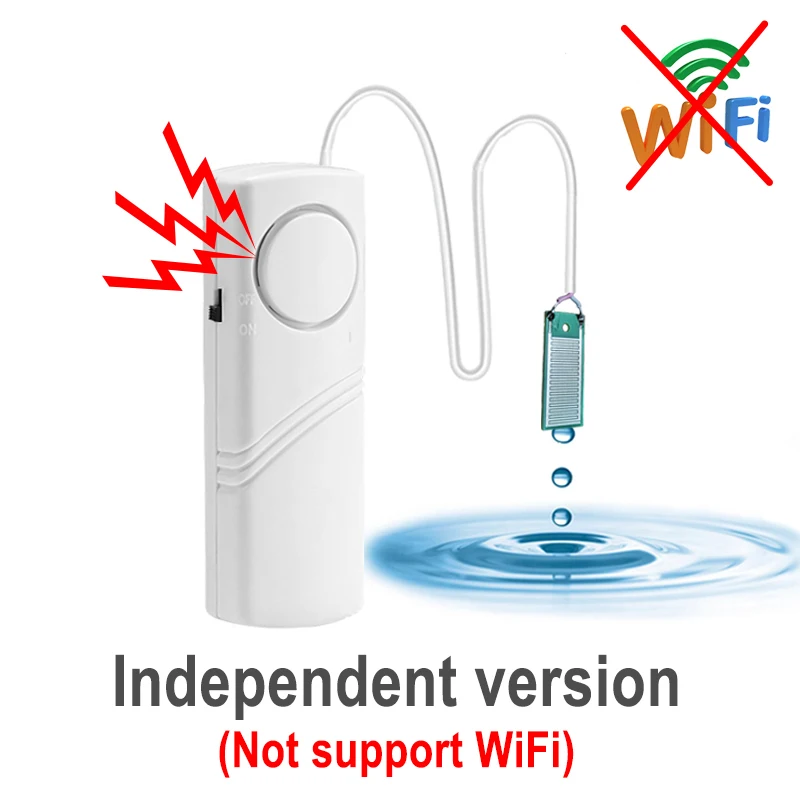 Water Leak Alarm Liquid Leak Detector Flood Overflow Sensor Work 3V Kitchen Bathroom Fish Tank independent Built-in Sound Alarm