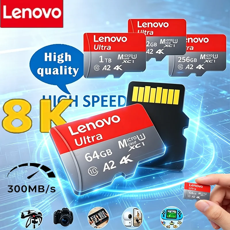레노버 1030GB 고속 메모리 카드 카르타오 데 메모리아 512GB 마이크로 SD 카드 256GB 클래스 10 TF 플래시 카드 (휴대폰, 태블릿, UAV용)