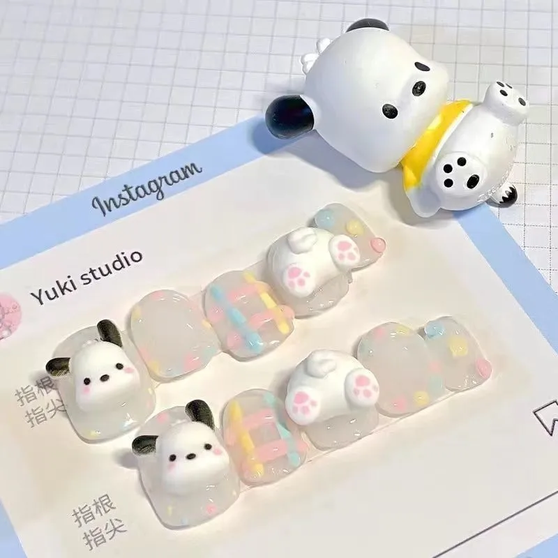 

Girly Heart Pochacco Anime Kawaii Sanrio Nail Stickers Cute Cartoon Ins Fashion Fake Nail Patch Decoration Gifts for Girls