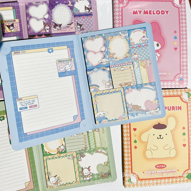 

Kawaii Sanrio Sticky Note Writing Paper Combination Book N Times Sticker Cartoon Kuromi Cinnamoroll Notepad Stationery Girl Gift