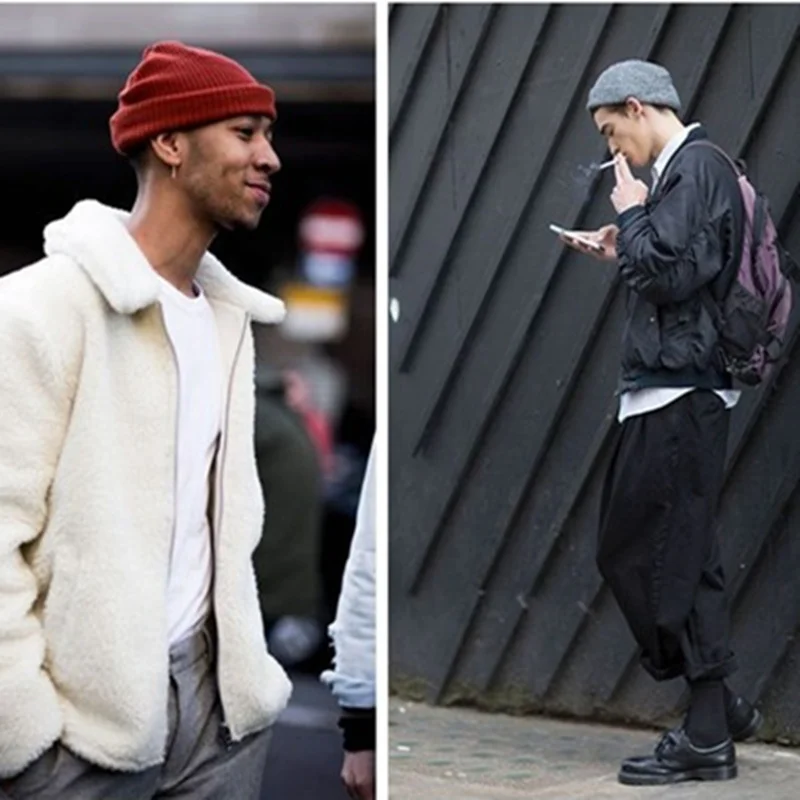 Unisex Daily SHORT Beanie Hat Sailor Style Winter Hat Ribbed Knitted Melon Cap