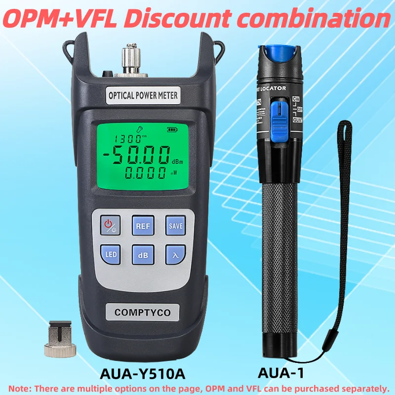 FTTH Fiber Tester Tool Kit (Optional) AUA-Y510A Optical Power Meter(OPM -50 ~+26dBm)&Visual Fault Locator(1/10/20/30/50mw VFL) transparency tester manufacturer transmittance and digital optical haze meter