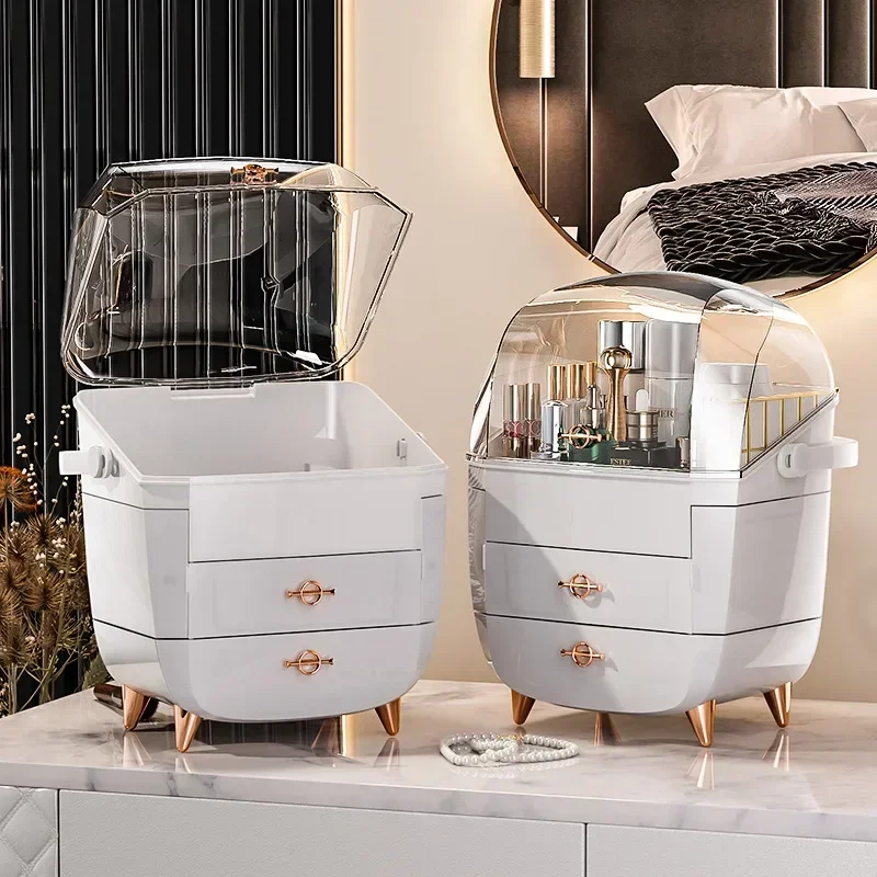 Cosmetic Storage Box Makeup Box Large Capacity Dustproof Desktop Drawer Make Up Drawer Container Jewelry Lipstick Boxs Organizer 2