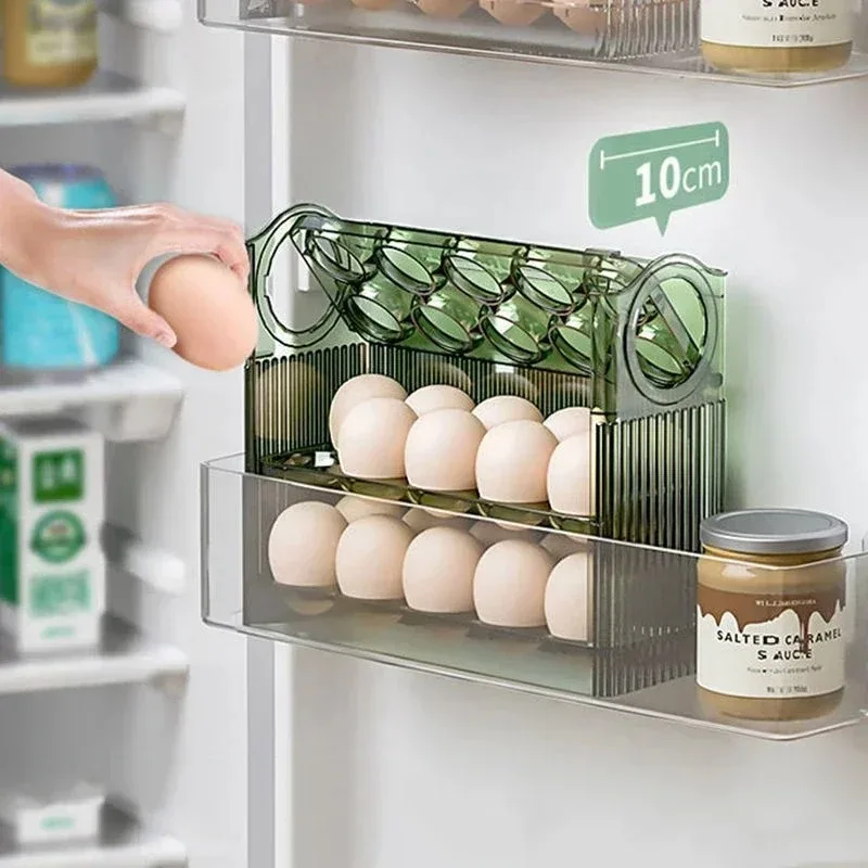 Useful Eggs Rack Holder Storage Box Eggs Basket Container Organizer Refrigerator Eggs Dispenser Kitchen Organizer Food Container