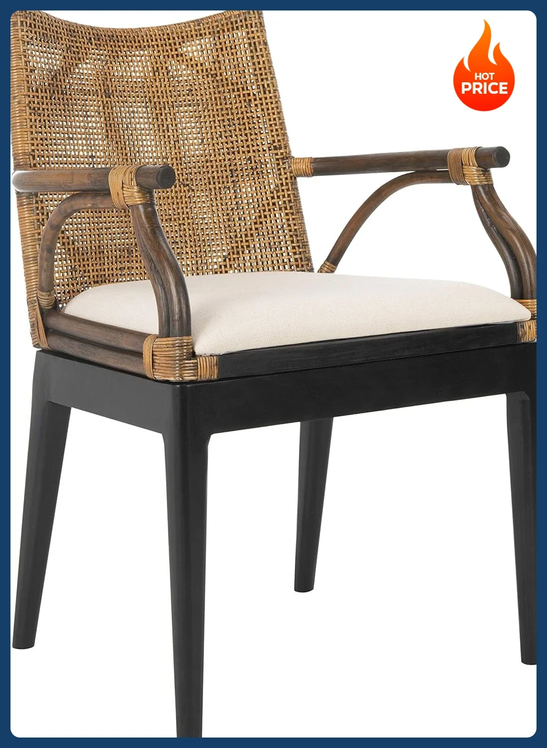 [!]Home Gianni Rattan Tropical Woven Arm Chair, Brown/Black