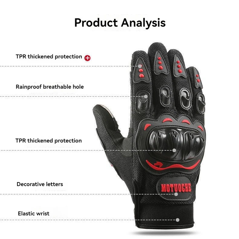 Non-slip Summer Breathable Full Finger Motorcycle Gloves Wear-resistant Motocross Racing Gloves Touch Screen Moto Biker Gloves 3
