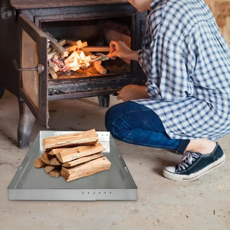 Fireplace Ash Tray Pan Ember Holder Steel With Screw Pack Rust-Resistant Home Fire Place Accessories Adjustable Collection Tool 3