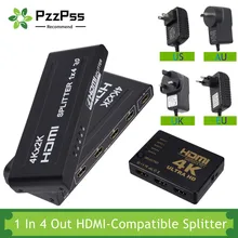 PzzPss Full HD 4K 1 In 4 Out HDMI-Compatible Amplifier Splitter 5 In 1 Out HDMI-Compatible Switcher For 1080P HDTV DVD PS3 Xbox