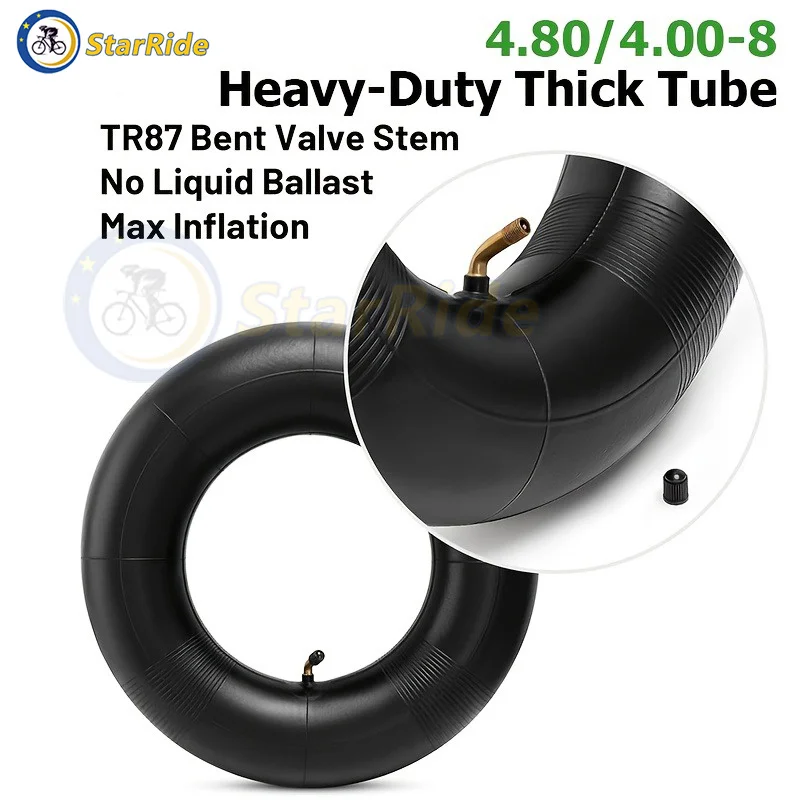 4.80/4.00-8, 4.10/3.50-4 Inner Tubes with Bent Valve, for Wheelbarrows, Lawn Mower, Garden Carts, Yard Trailers, Trolleys