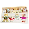 Wooden Toy Montessori Cartoon Animal Changing Clothes Jigsaw Dress Changing Shape Matching Puzzle Educational Toys For Children 6