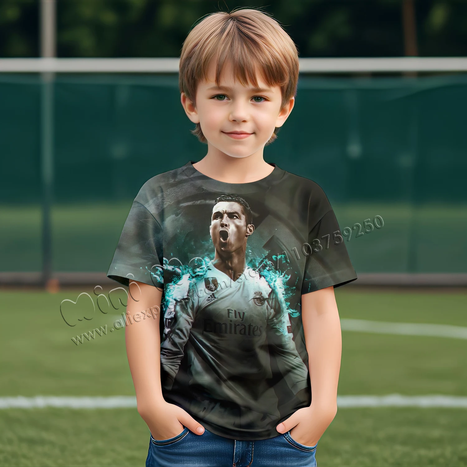 Fashion Cristiano Ronaldo Football Star 3D Printing Summer T-shirt for a Boy Toy Story Alien Miniso Store Stich Top Shirts Scope 6
