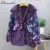 2024 Winter New Female High Street Purple Imitation Toka Wool Stitching Embroidery Sequins Jacket Women Korean Fashion Fur Coat