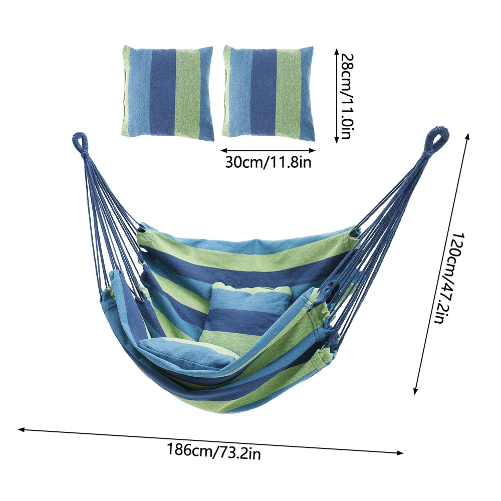 2Pcs Sleeping Hammock Swing Thicken Chair Hanging Swing Chair Portable Relaxation Canvas Travel Camping Lazy Tent