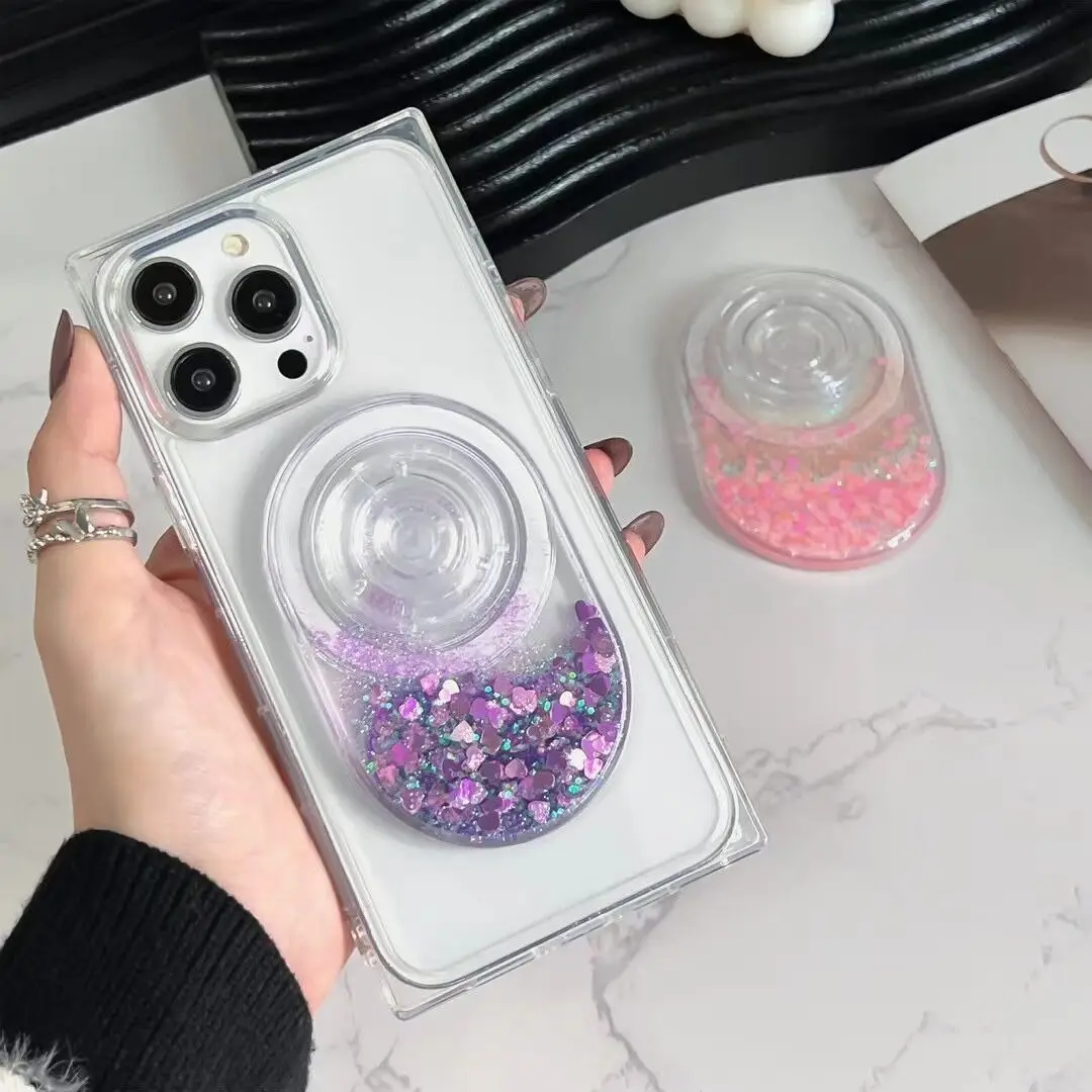 Supporto Per Impugnatura Magnetica Per Telefono Con Glitter Liquido Di Lusso Per Iphone 15 14 13 12 Supporto Per Staffa Con Presa Magsafe