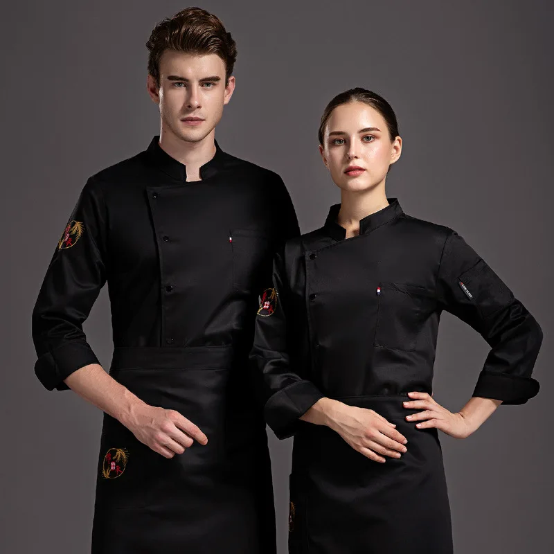 Chef Restaurant Jacket Long Sleeve Kitchen Cook Coat Men Women Waiter Uniform Hotel Bakery Work Wear