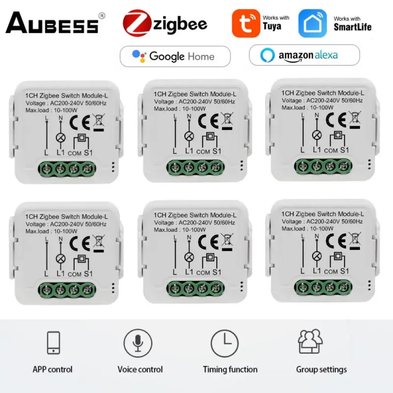 Tuya Zigbee Smart Switch 1/2/3 Gang Mini Smart Switch Smart Breaker Smart Life Control Smart Home Funziona Con Alexa Google Home