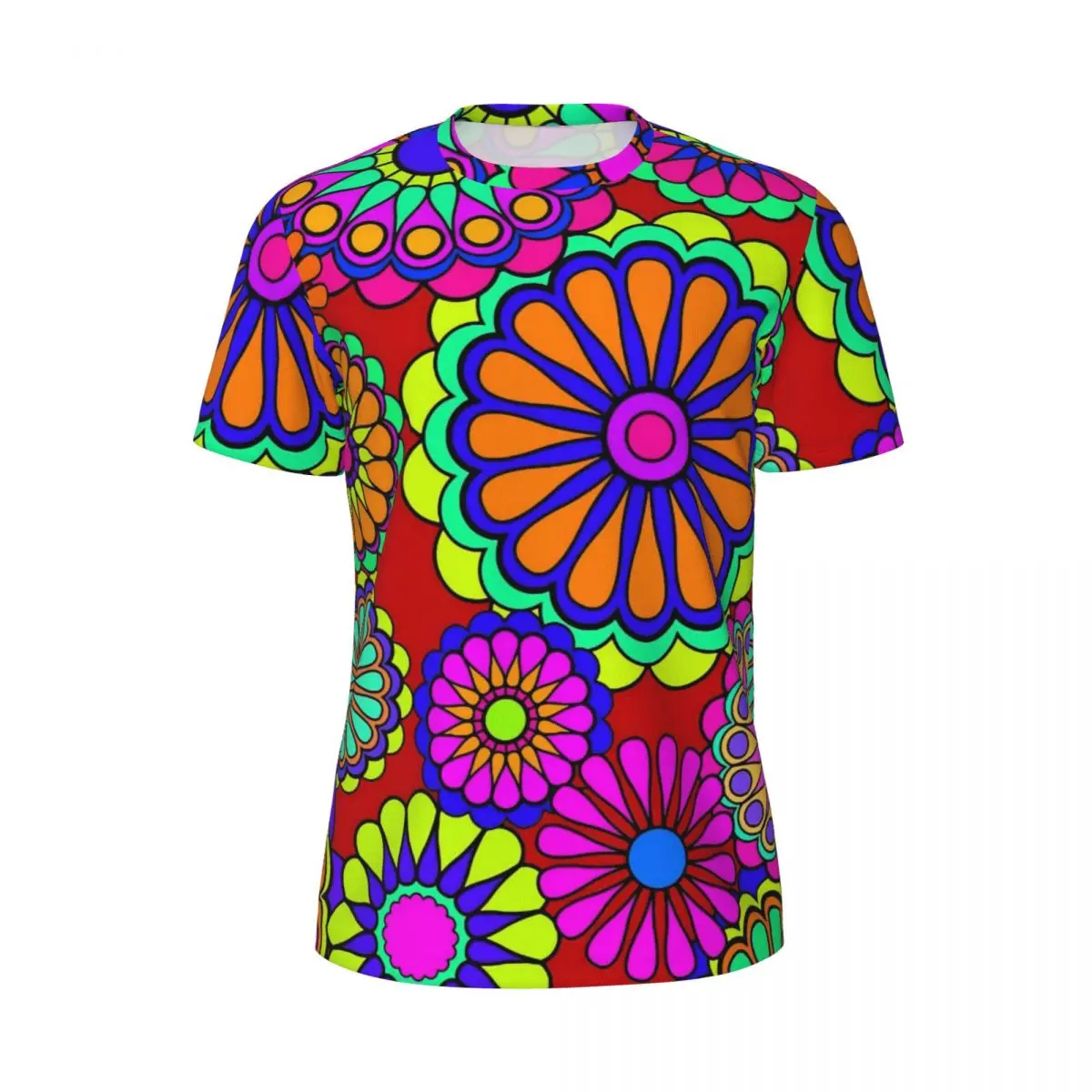 

Flower Power Gym T Shirt Retro Hippy Flowers Fashion T Shirts Man Awesome Tshirt Summer Short Sleeves Pattern Tops