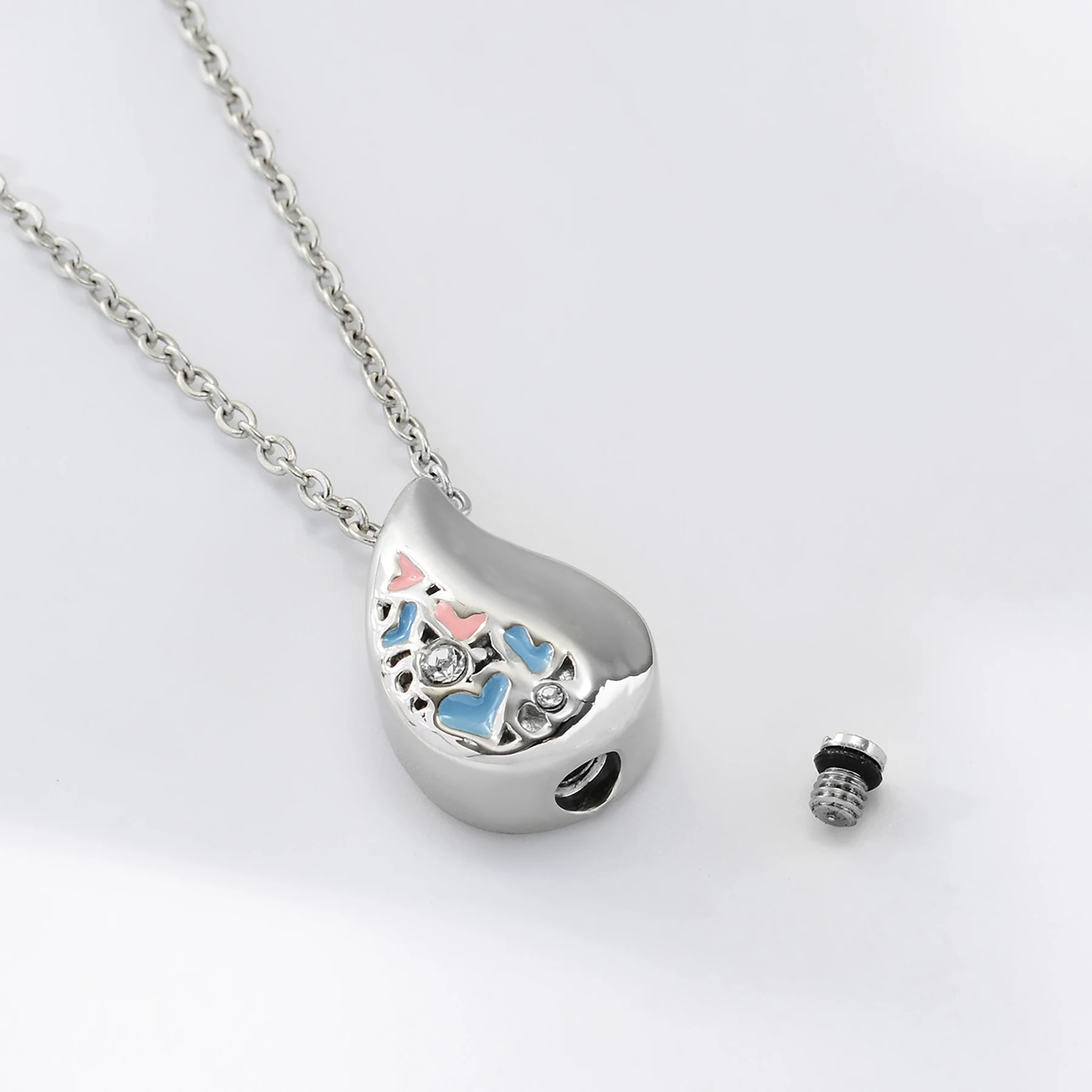 Collana Urna Commemorativa A Goccia D'Acqua In Acciaio Inox 316L: Gioiello Per Ceneri Personalizzabile Con Incisione - Ricordo Per Sempre