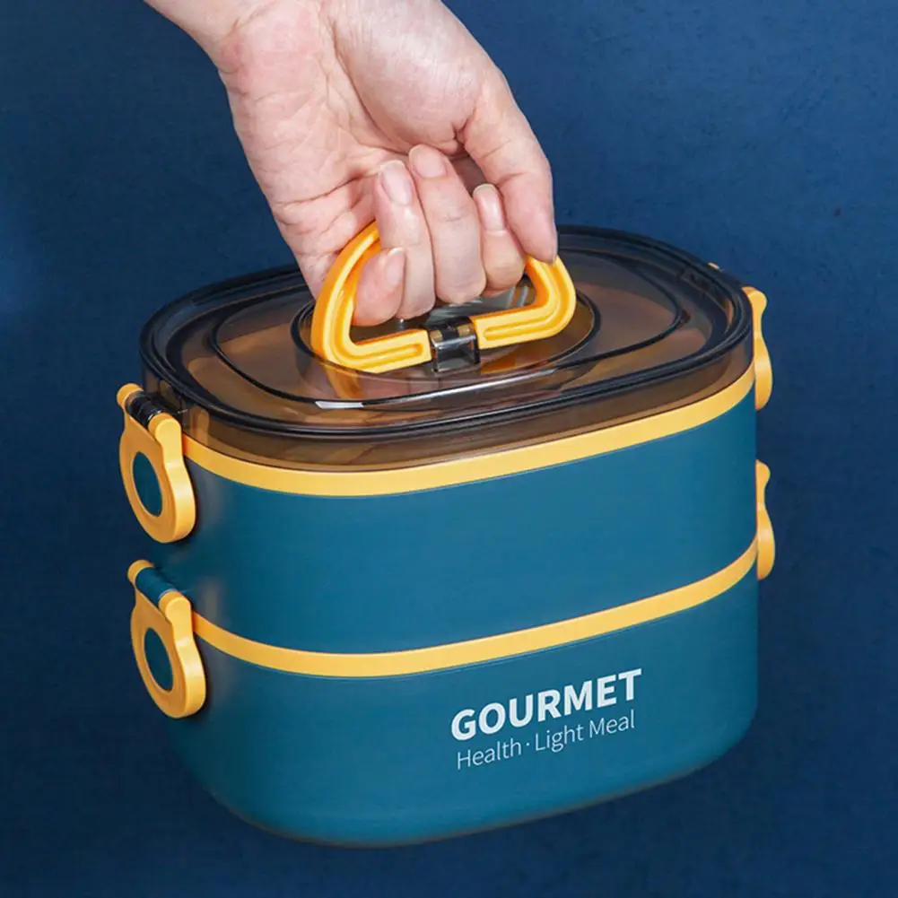 1400ML/2000ML Bento Lunch Box With Spork Stackable Lunch Container For Kids Adults Microwave Dishwasher Freezer Safe Lunch Box