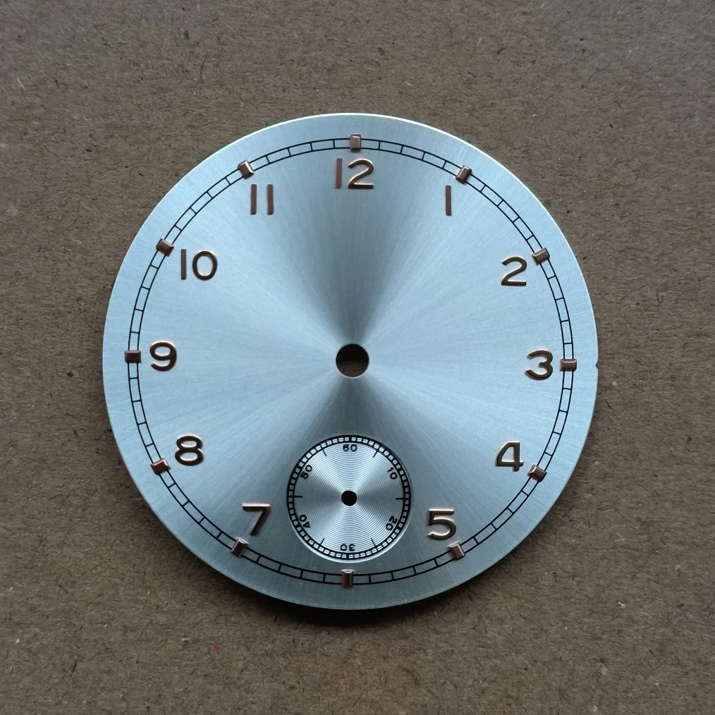 none 37mm Watch dial Watch accessories silver dial Rose gold number Thickness 0.4mm Suitable for ETA6498 ST3621 movement