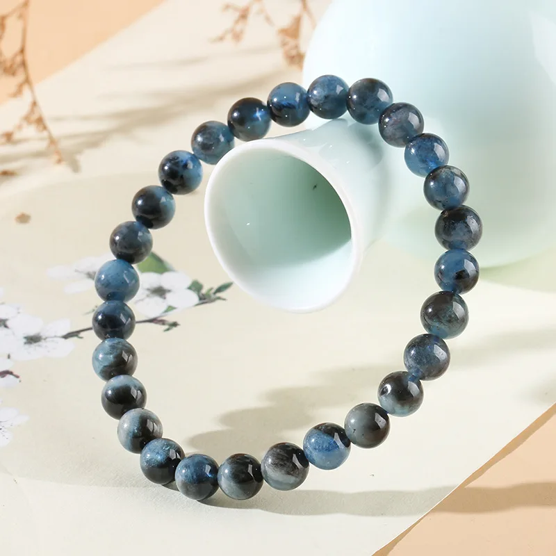 

Natural Devil Blue Aquamarine Sapphire Bracelet Beads Crystal Single Loop Ornament Wholesale