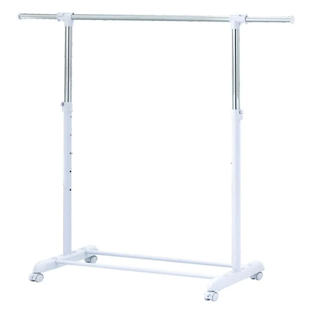Mainstays Adjustable Metal Rolling Garment Clothes Rack, Chrome & White 2