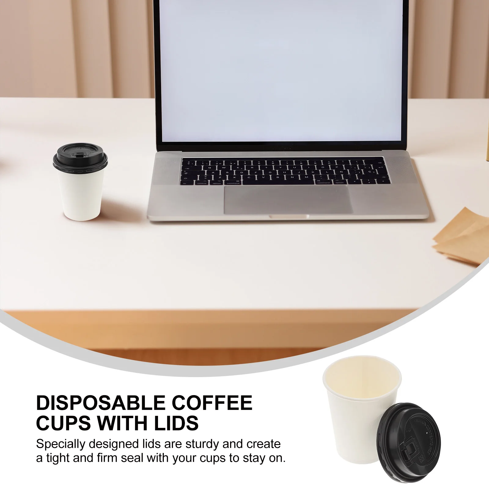 50pcs Disposable Paper Cups Insulation Takeaway Double-Layer Coffee Cup with Lid