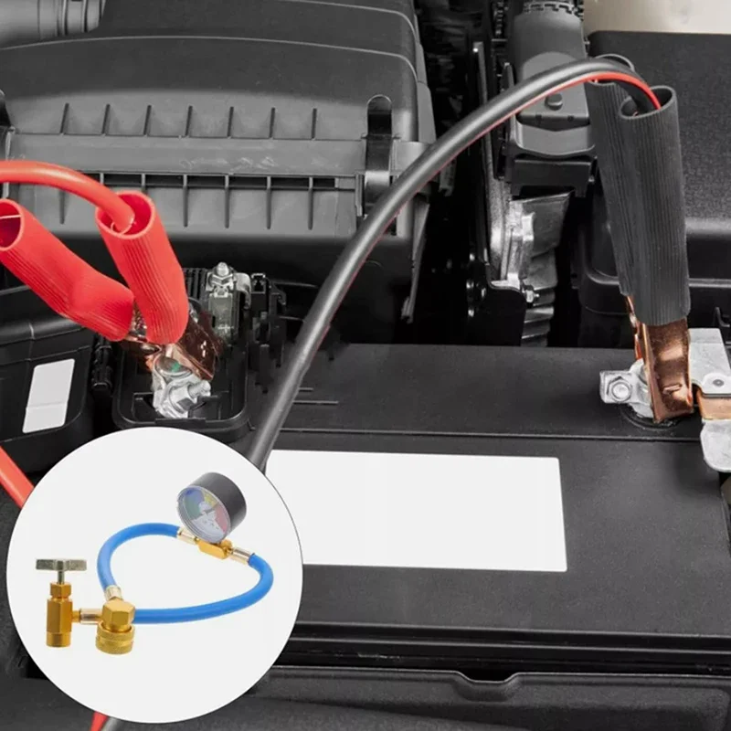 Tubo di ricarica per gas refrigerante per auto da 15,7 "R134A A/C con manometri Tubo di riempimento in gomma per refrigerazione per condizionatore d'aria per auto