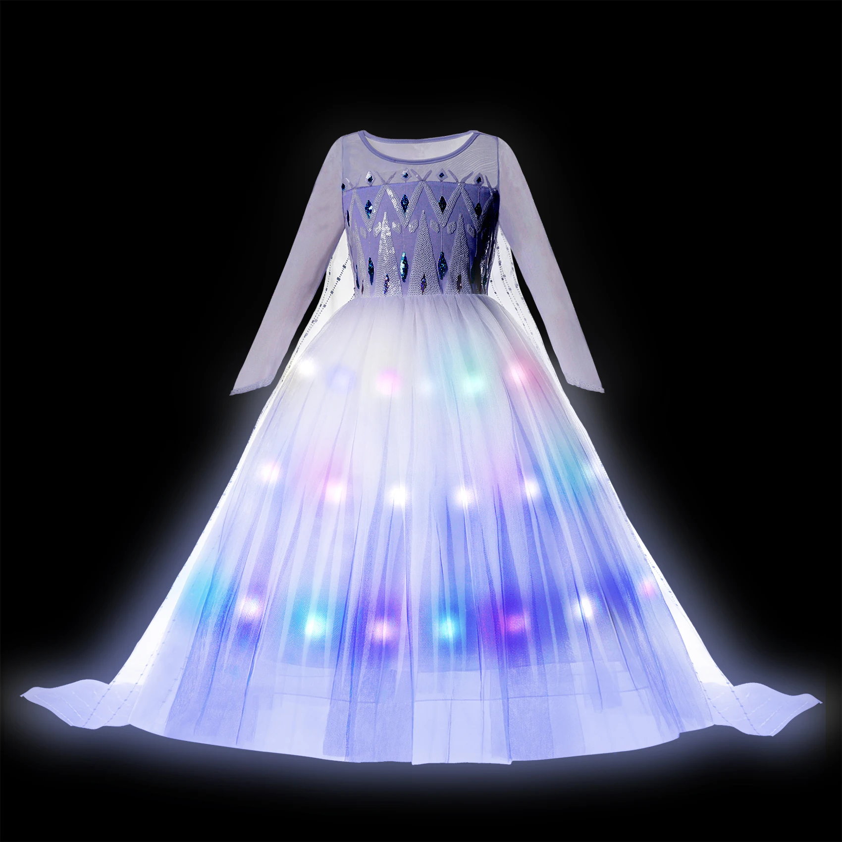 thumbnail image 1 of Disney-vestido de princesa con luz LED para niña, disfraz de Frozen, Elsa, Anna, Rapunzel, Carnaval, Halloween, graduación, Wish Asha, 1 of 5