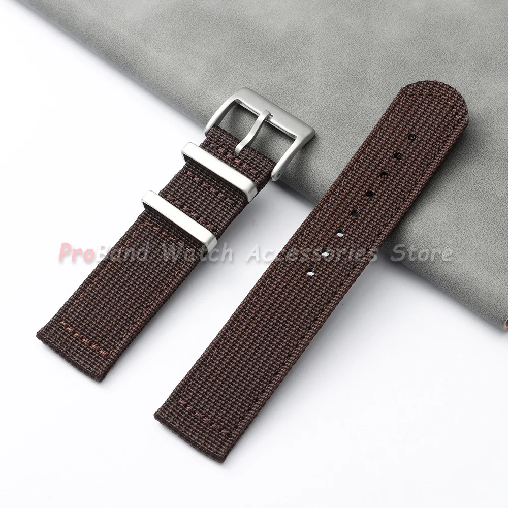Rugged Canvas Watch Band - Two-Piece Ribbed Nylon Strap