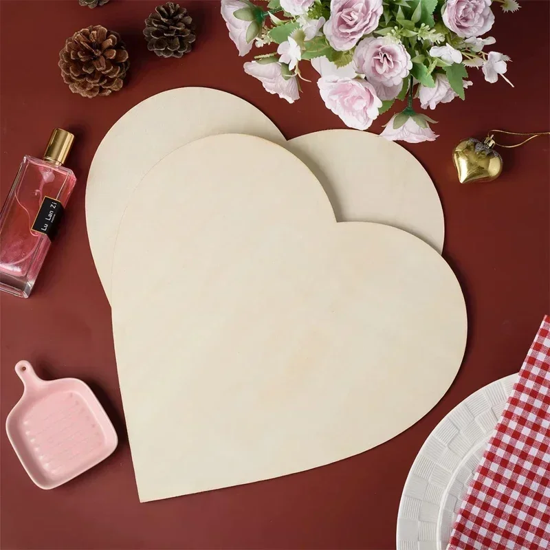 1-15cm Unbehandelte Holzherz-Scheiben, Natürliche Blanko-Holzherzen für DIY-Basteleien, Kunst, Malerei, Hochzeit, Valentinstag-Dekoration – Detail 11