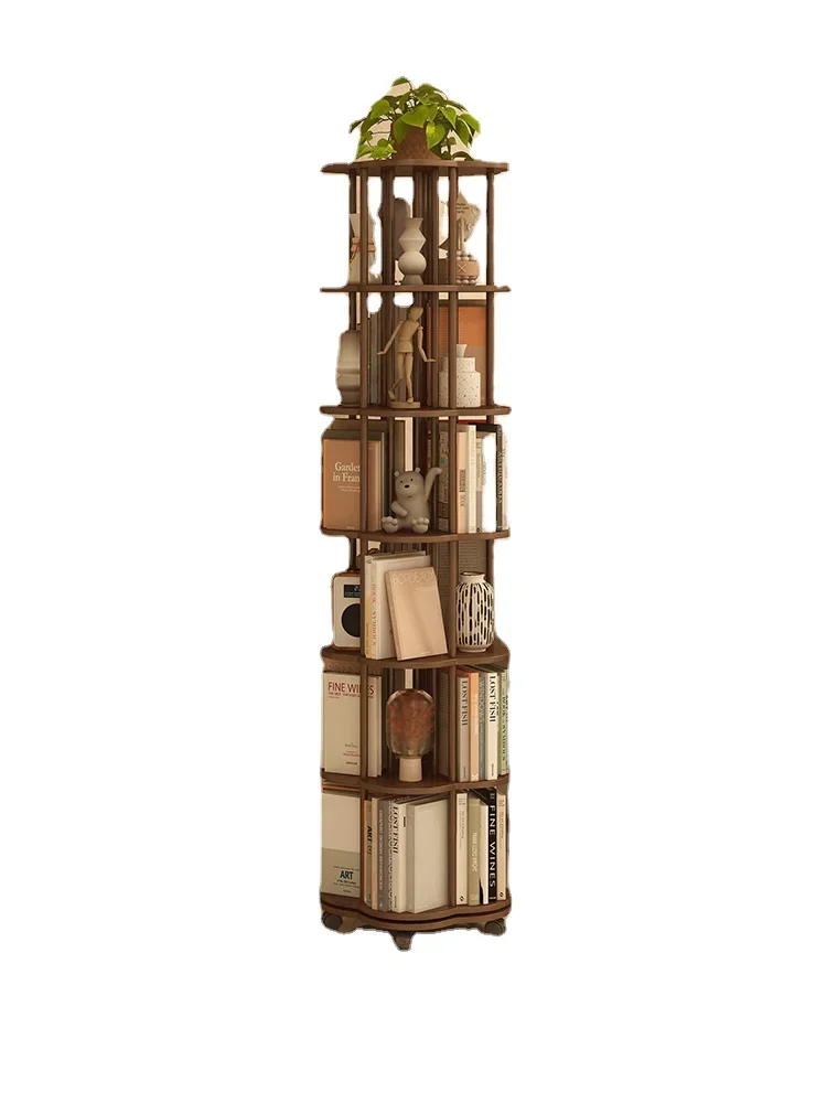 

YY Rotating Bookshelf 360 Degrees Solid Wood Children's Bookcase Household