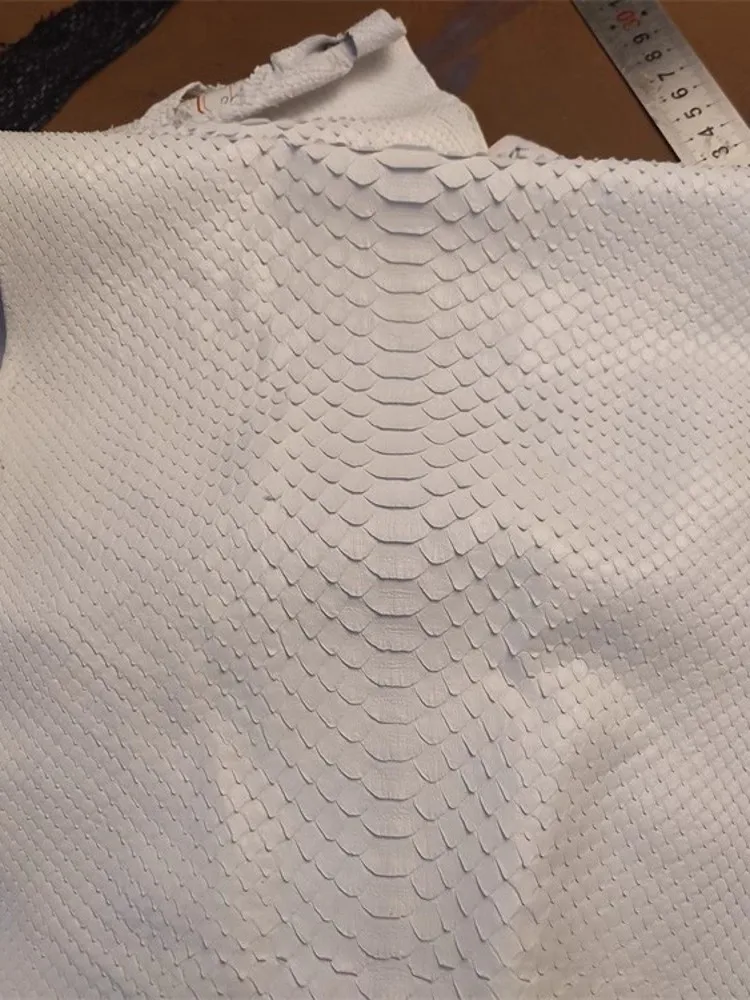 White Python Skin Fabric For DIY Wallet Genuine Leather Material New Color Piece Leathercraft Soft Leather Accessory