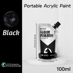 100ml Waterproof Acrylic Paint in Assorted Colors for DIY Crafts and Professional Art Projects (Black)