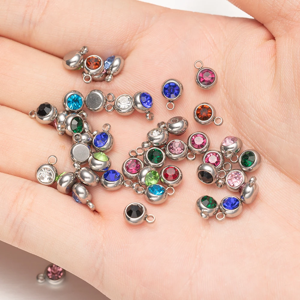 10pc Edelstahl Kristall Charms Anhänger Geburts stein DIY Mode Halskette Armband Weihnachten Ohrring Schmuck machen Zubehör – Detail 5