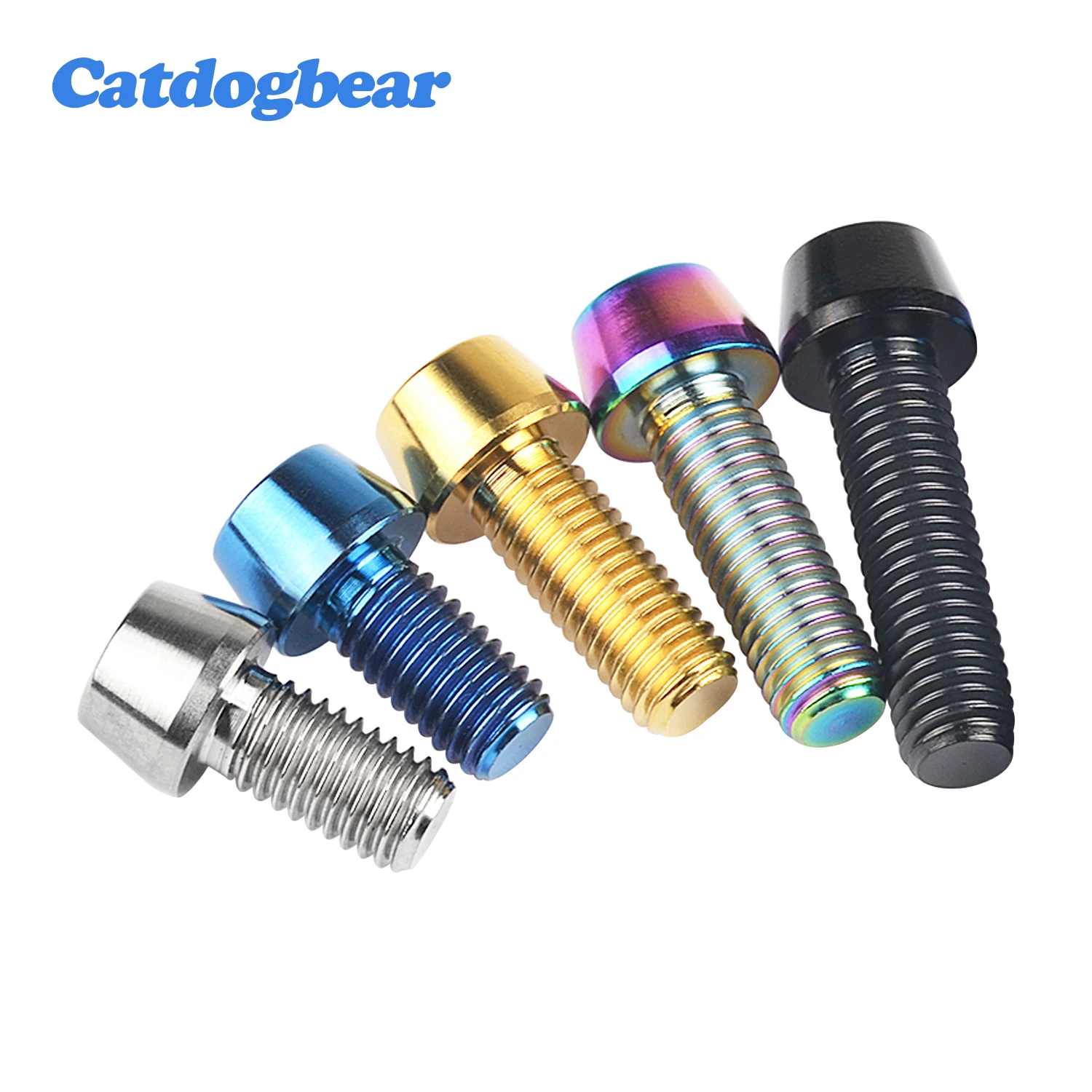 Catdogbear Titanium Bolt M4/M5x8 12 15 16 18 20 25 30 35 40 45 50 55 60mm  Allen Key Taper Head Screw For Bicycle Stem Seatpost