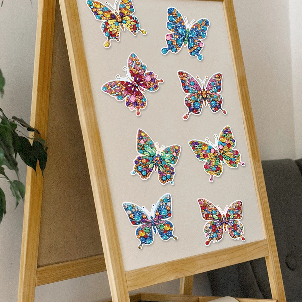 6/8PCS Diamond Art Fridge Magnets Sticker Animals Owl Kittens Flowers Butterfly Refrigerator Diamond Painting Magnets Kits 5