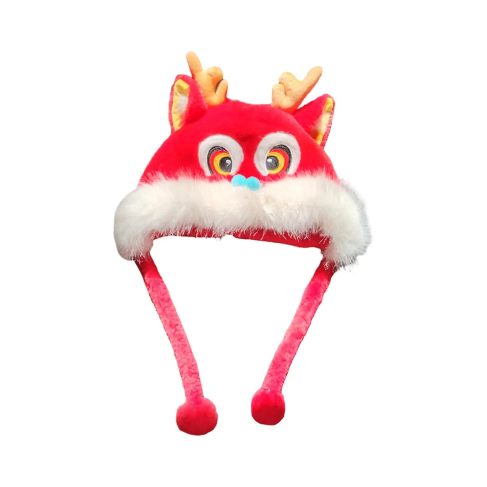 Chinese Lion Dance Hat Warm Winter Hat Women Thermal Hat with Ear Flaps Dragon Hat Animal Hat for Birthday Holiday Cosplay