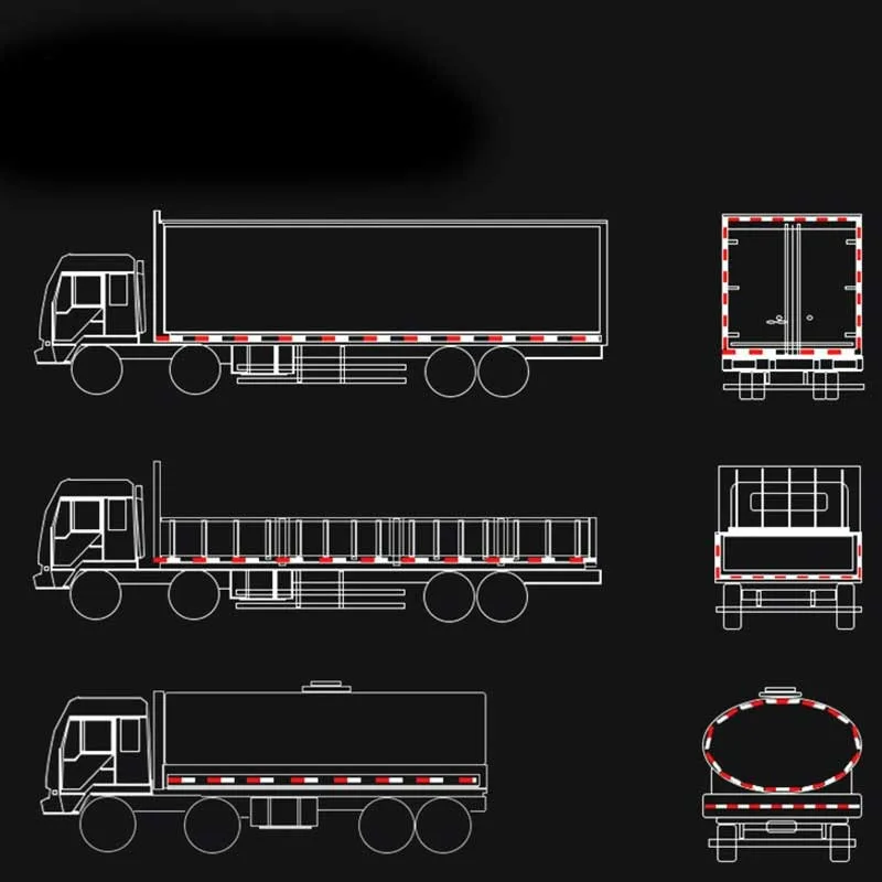 5pcs Truck Trailer Rectangle Plastic Reflector Reflective Tape Adhesive Auto Safety Night Warning Plate Stickers Car Accessories