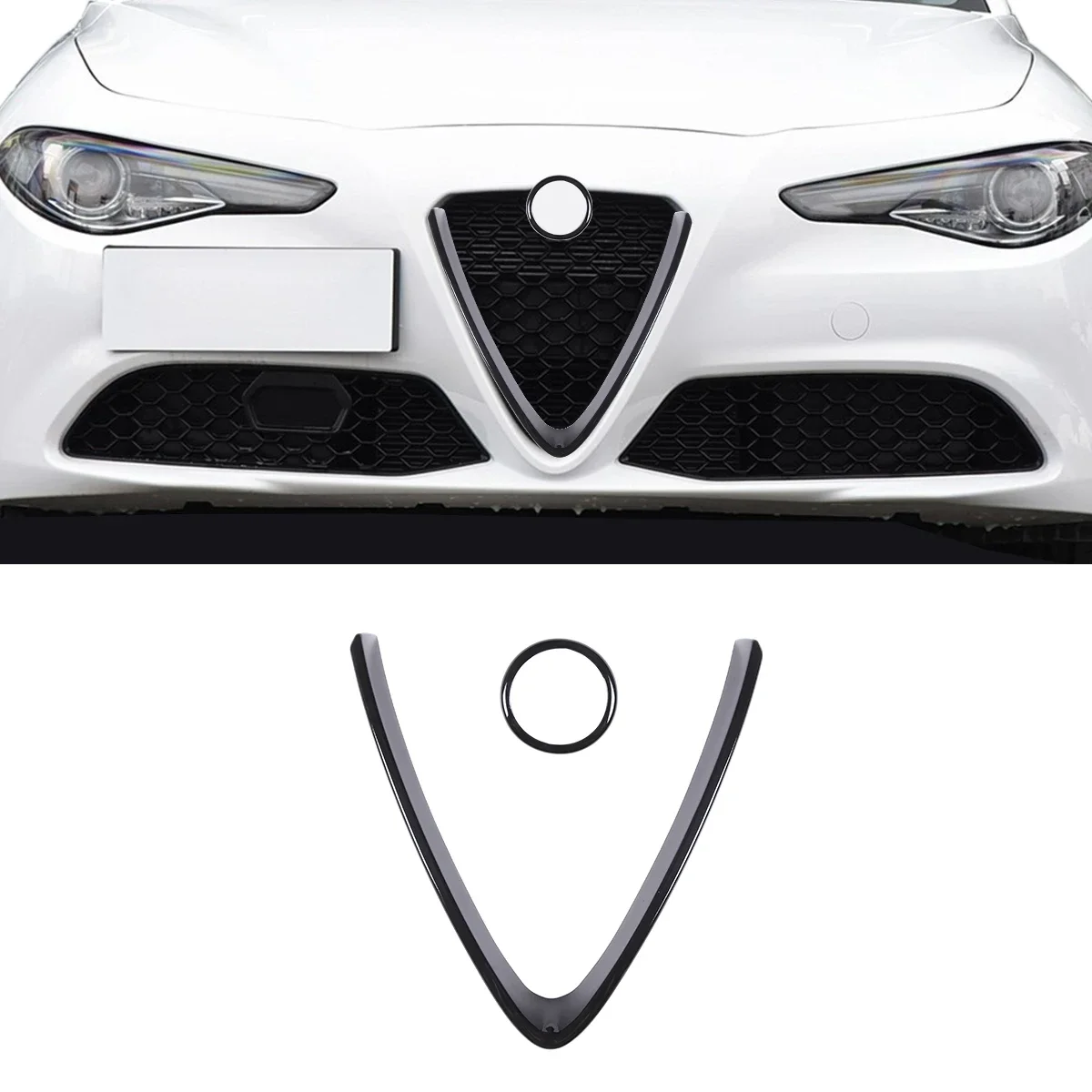 Para 2017-2020 Alfa Romeo stelvio ABS fibra de carbono estilo de coche rejilla delantera marco decorativo pegatina accesorios exteriores de coche