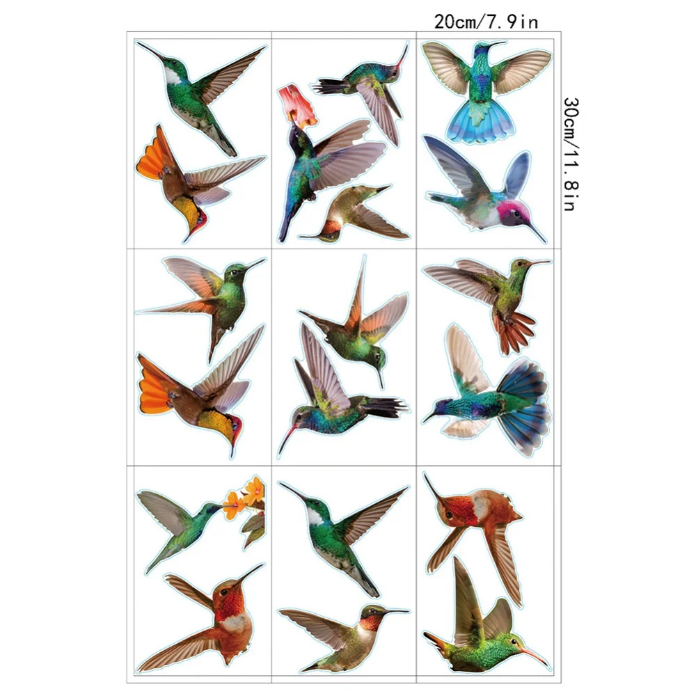 Hummingbird Window Clings 19pcs PVC for Alerting Birds