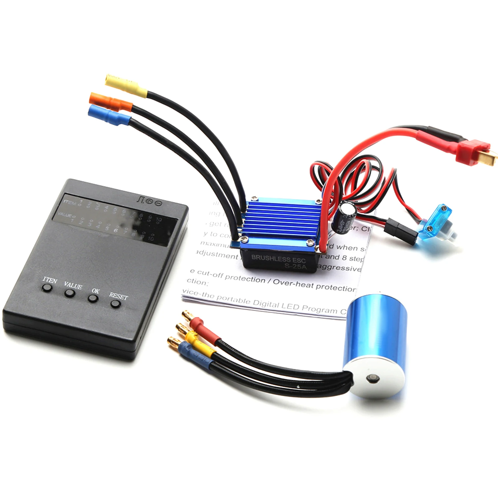 2435 4500KV 브러시리스 모터 및 HSP 1/16 1/18 원격 제어 트럭 자동차 모터용 25A ESC 프로그래밍 카드 교체